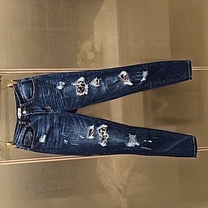 Limelush denim with leopard patches